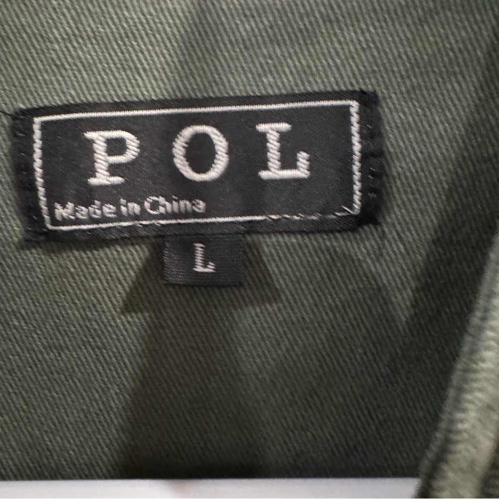 POL Studded Military Utility Jacket Olive Green Leopard L Large - Picture 4 of 7